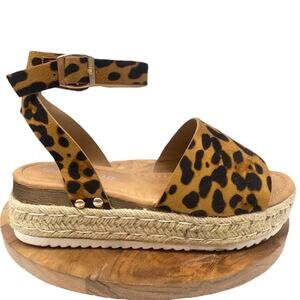Weeboo Leopard Espadrille Platform Sandals Miranda Women's 6.5